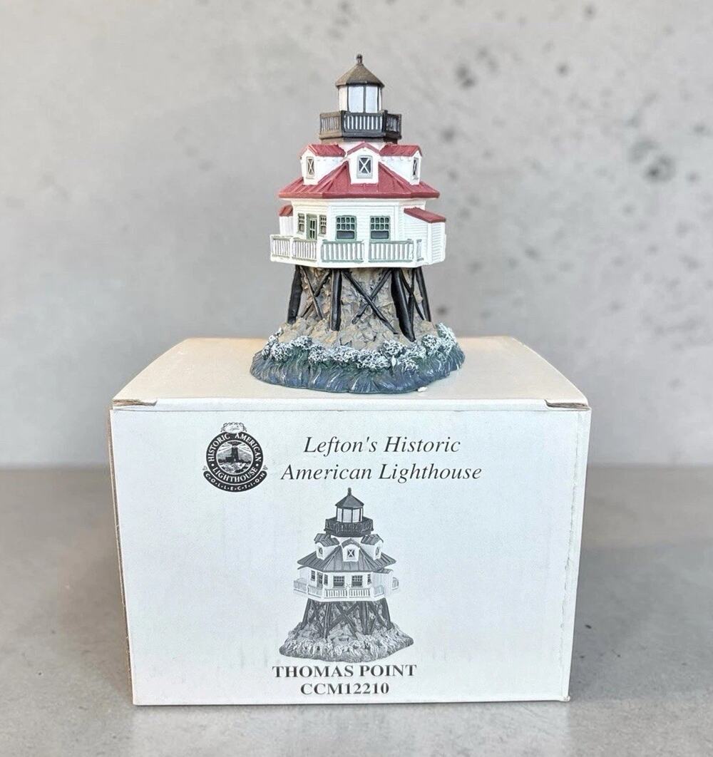 Lefton Thomas Point Shoal Lighthouse 1999 Annapolis MD w/ Box Nautical Decor